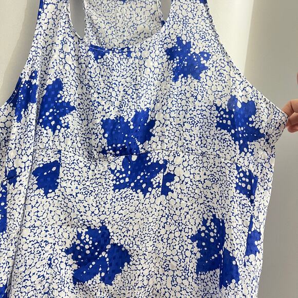 Urban Renewal SMALL Blue White Floral Mini Dress Shift  Sleeveless Sheer UO - Picture 6 of 9